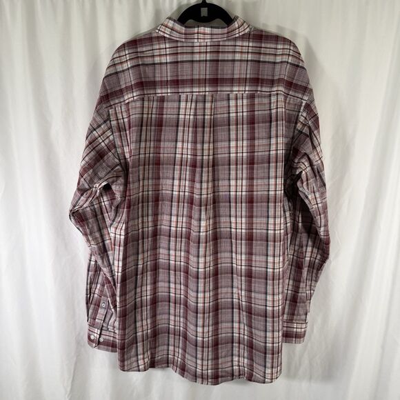 Cinch Shirt Men's Large Red White Plaid Long Sleeve Button Up Lightweight - Picture 10 of 12